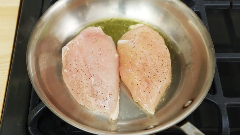 Frying chicken breasts