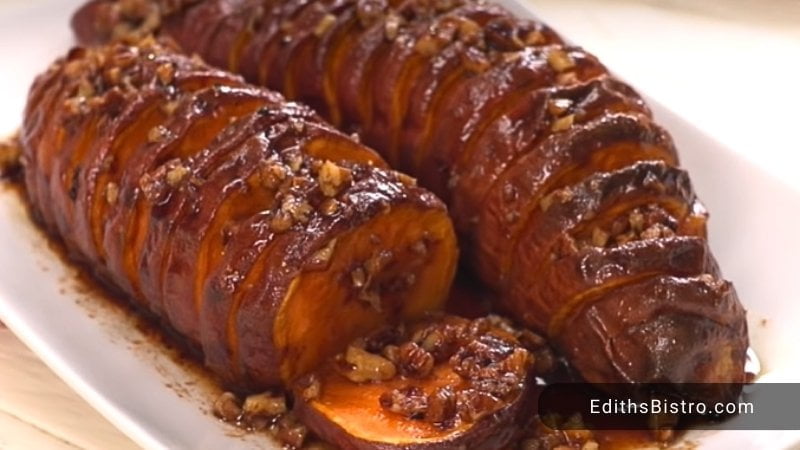 Hasselback Sweet Potatoes with Garlic Herb Butter
