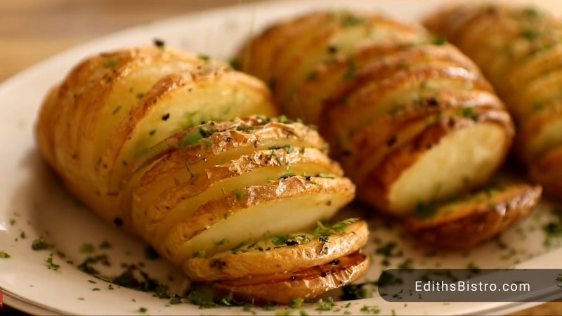 Hasselback Sweet Potatoes with Garlic Herb Butter