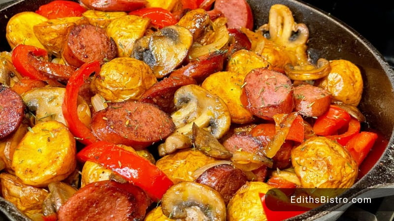 Sausage and peppers and mushrooms
