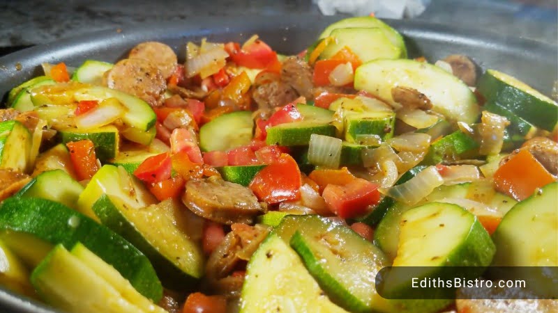 Sausage and peppers and zucchini