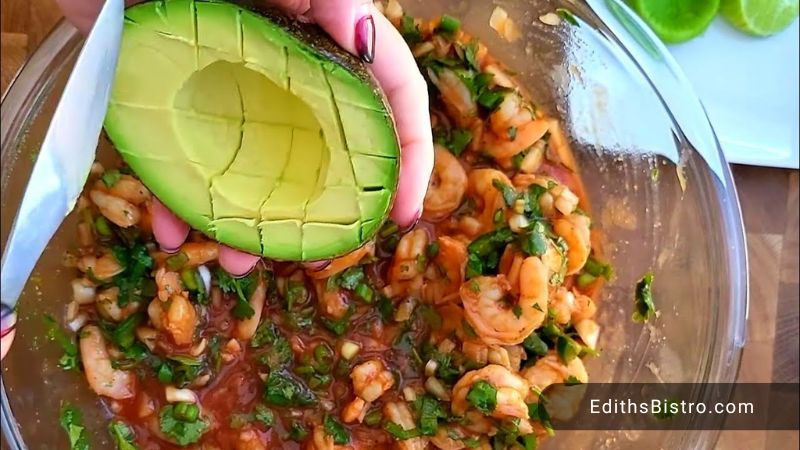 Serving avocado with Shrimp cocktail